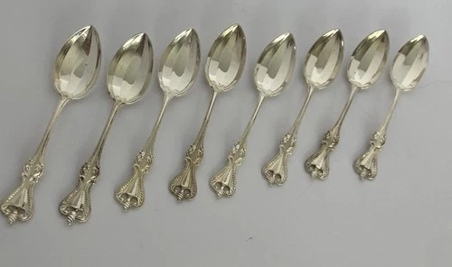Towle - Old Colonial 1895 Sterling Silver Dessert Spoon w/ Monogram Set Of 8