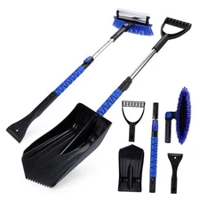  Snow Brush and Ice Scraper for Car Windshield, 180° Rotating Brush with Blue