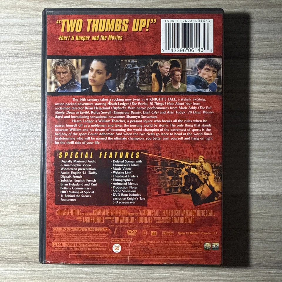 A Knight's Tale DVD 2001 Special Edition Heath Ledger - Image 2 of 2