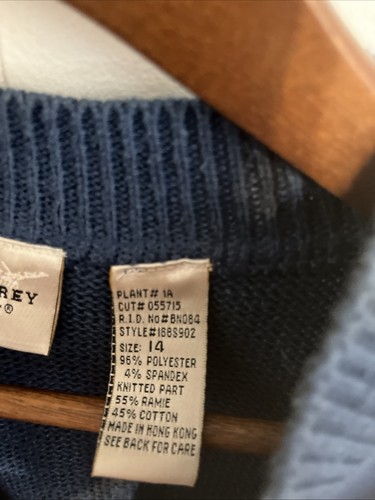 Vintage Koret Monterey Blue Vest Size 14 NWT Knit Back Detail Zip Front w/Tags - Picture 3 of 10