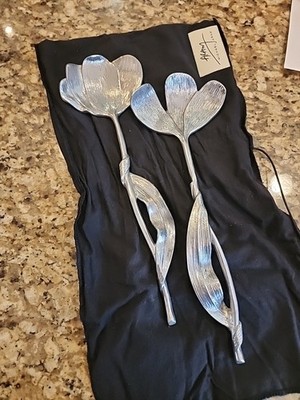 Michael Aram Ginkgo Leaf Servers 13-1/2'' Silver Serving Set