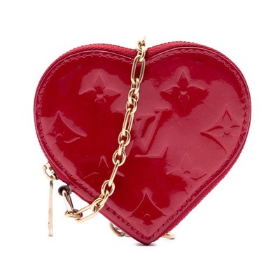 Louis Vuitton Monogram Vernis Heart Coin Purse Pre-Loved Pouch Red