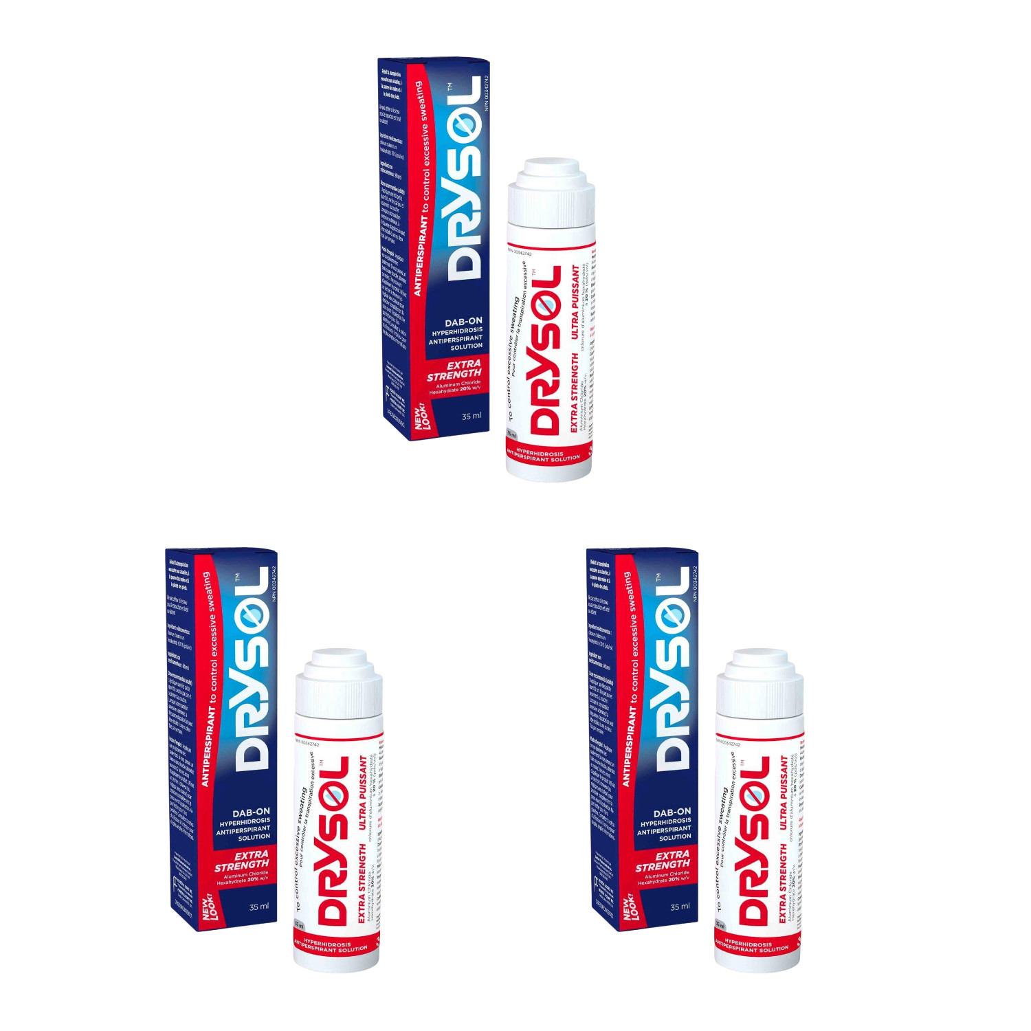 Drysol Dab-O-Matic Extra Strength Antiperspirant 20% (35 ml) Sweat Relief 3 Pack