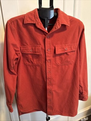 VTG LLBean Chamois Cloth Shirt Men s M Tall Red Orange Flannel Button Down