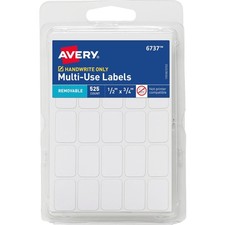 Multi-Use Removable Labels, 1/2" X 3/4", White, Non-Printable, 525 Blank Labels