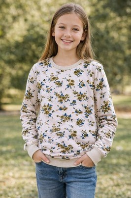 Handmade Sweater ''Flora'' Gr.  146 Mädchen Pullover