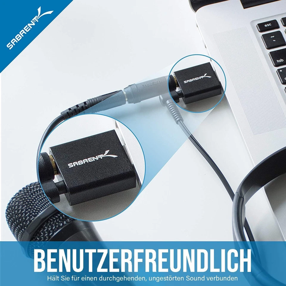 SABRENT Soundkarte USB auf Klinke 3,5mm Kopfhörer Audio Adapter Aluminium - Bild 4 von 4