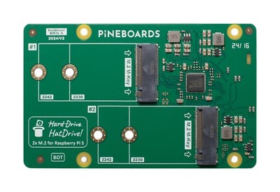 Pineboards HatDrive! Dual, 2x NVMe 2230/2242 GEN 2 Erweiterung für Raspberry Pi