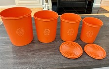 Vintage Tupperware Canister Set of 4 Orange R...