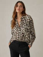 Equipment Leopard Print Button Down Shirt Women's XS Long Sleeve Cotton Silk