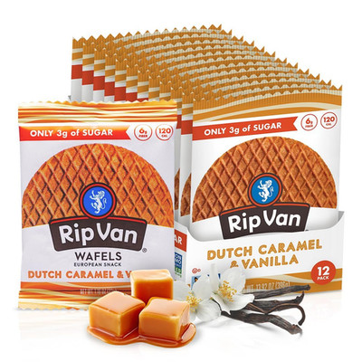 Rip Van Wafels Dutch Caramel & Vanilla Stroopwafels Healthy Snacks Non-GMO 12ct