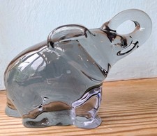 Vintage schwedischer Reijmyre Glasbruk rauchgrau Glas Elefant Briefbeschwerer Ornament