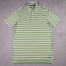 RLX Ralph Lauren Polo Shirt Mens Medium Green Striped Golf Performance Stretch