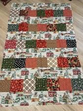 Unfinished Quilt Top Christmas Fabric Scraps Toy Shop Cotton Fabric 37 X 58”