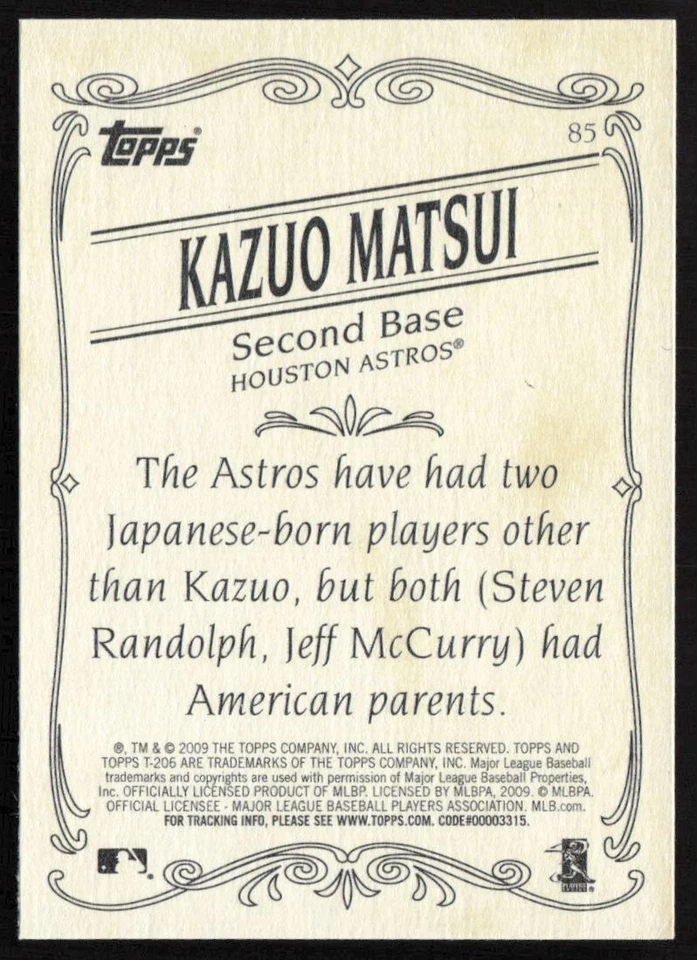 2009 Topps 206 Kazuo Matsui #85 Houston Astros - Image 2 of 2