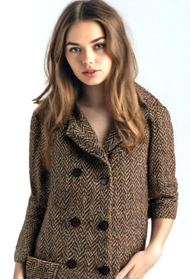 Boyne Valley Weaver Wool Herringbone Button Jacket Ireland Brown Size Small VGUC
