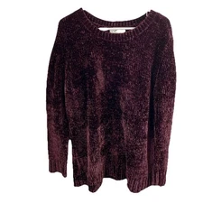 Orvis Velvet Chenille Sweater Women XL Purple Plum Super Soft Cozy Chunky Knit