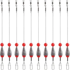 Carolina Rigs for Bass Fishing,5/10pcs Pre Rigged 3/8oz(10g), Red 