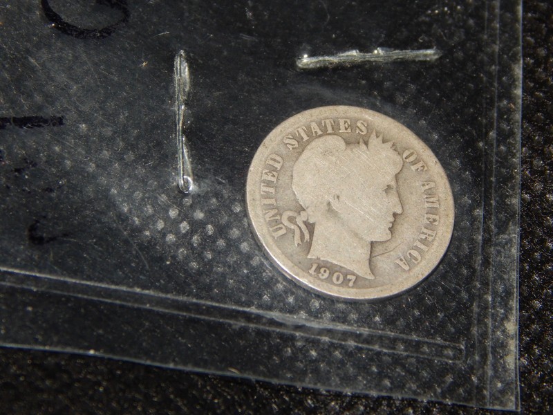 1907 Barber Dime Circulated Silver 10c Coin Collectible ungraded