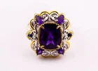 VINTAGE NH PURPLE GOLD VERMEIL ON STERLING LARGE RING #3