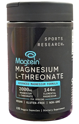 Sports Research Magtein Magnesium L-Threonate, 2000 mg, 135 Veggie Capsules