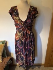 Jigsaw Vintage Cap Sleeve Dress Black, Orange, Pink & Yellow Mix Twist Small