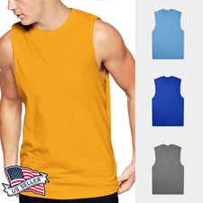 Camiseta sin mangas lisa sin mangas para gimnasio muscular para hombre S-3XL algodón informal lisa