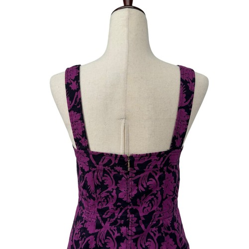 Tori Burch Jodie Floral Dress 6 Purple Square Neck Sleeveless Fit Flare - Picture 9 of 12