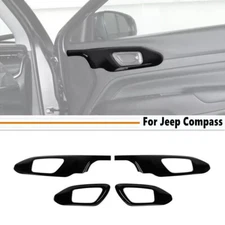 For 2022-2025 Jeep Compass Gloss Black Interior Side Door Handle Bowl Cover Trim
