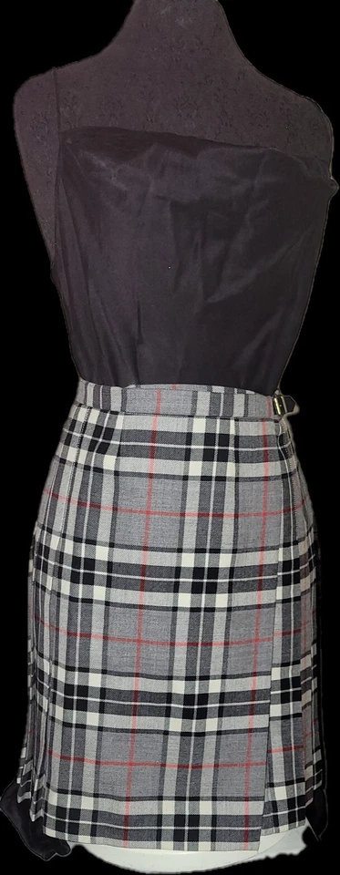 Falda plisada a cuadros envolvente Saks Fifth Avenue para mujer 8 - 100 % lana Foto 2 de 4