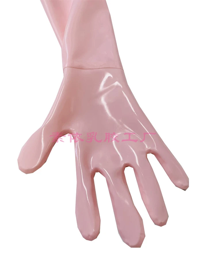 BABY PINK LATEX CATSUIT HANDMADE GLOVES CODPIECE HIDDEN TWO SHEATH - Image 4 of 4