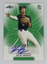 2021 LEAF PERFECT GAME GREEN KOLBY BRANCH PAPER RC AUTO # 2/10