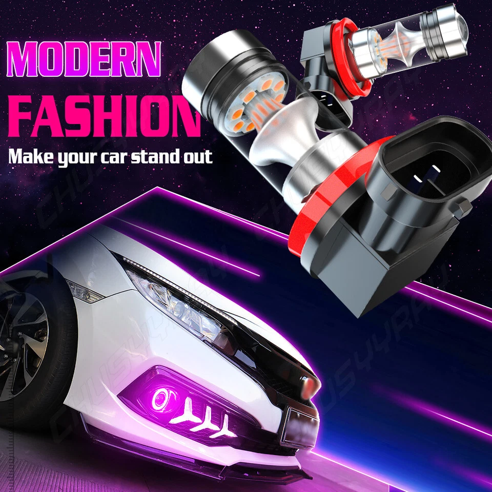 2x Luces antiniebla LED rosa púrpura H11/H8 bombillas DRL para Honda Civic 2006-2018 Foto 4 de 4