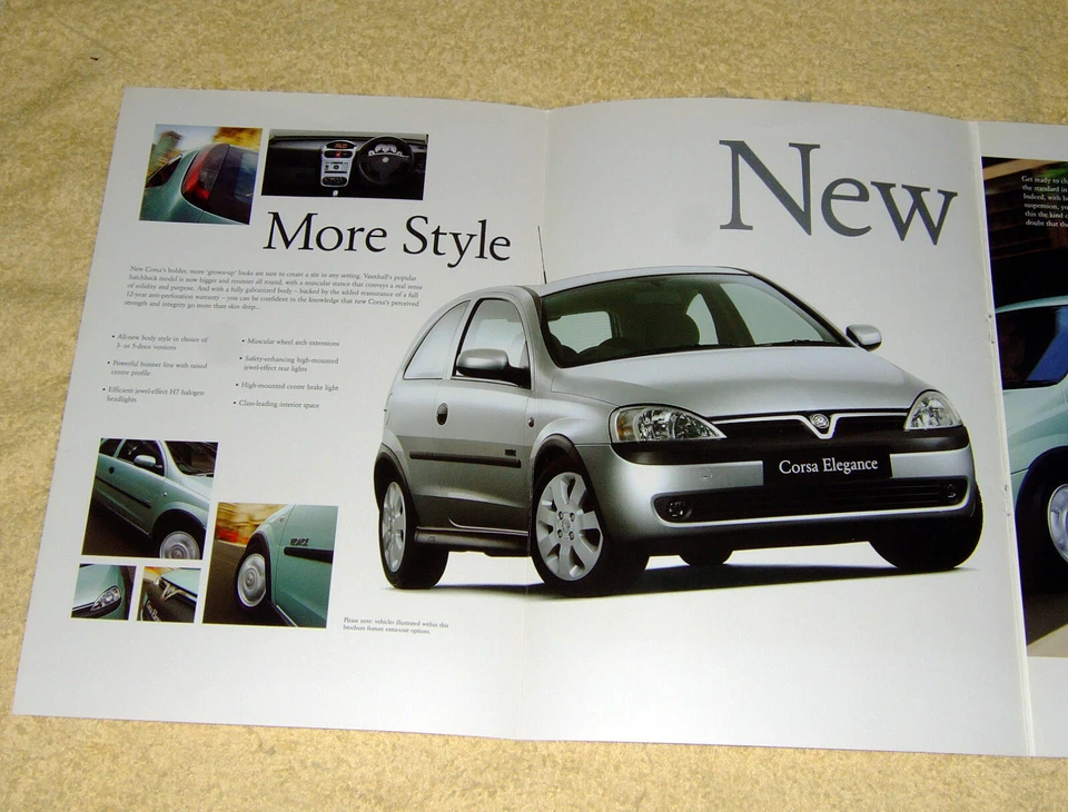 Vauxhall Corsa C Preview 8 page fold-out Brochure, September 2000 - Image 3 of 4