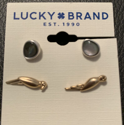 25 Lucky Brand Two Tone Parrot and Stone Earring Set JM904