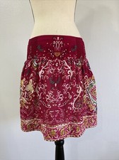 Lucky Brand Bohemian Cotton Lined Red Pull On Mini Skirt Sz M