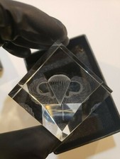 Paratrooper Airborne gift award logo Crystal Impression Cube Etched glass emblem