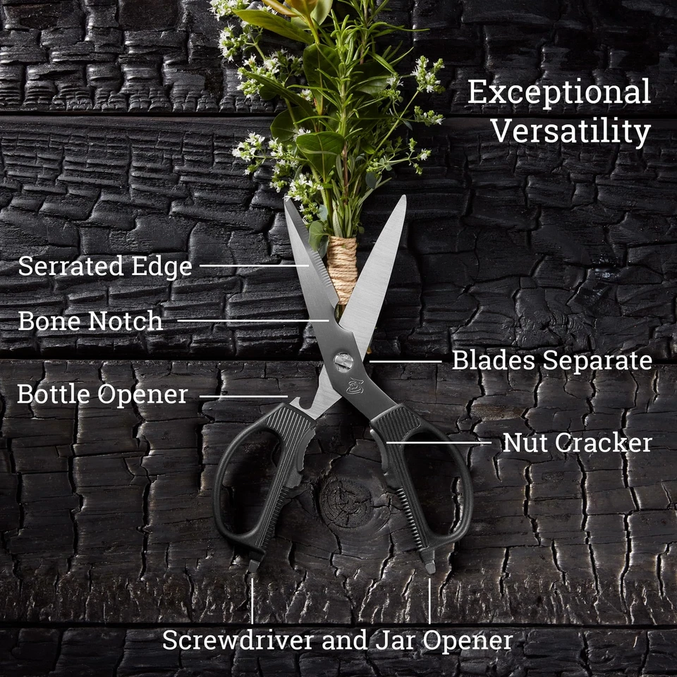 Tijeras de cocina multiusos Shun con abridor de tarros cascanueces y destornillador... Foto 3 de 4