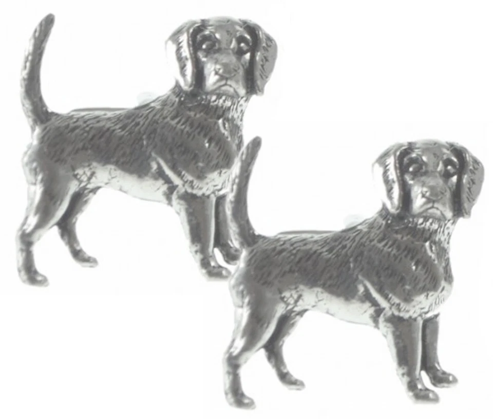 Gemelos Beagle perro caza peltre inglés para hombre regalo por gemelos directos Foto 4 de 4