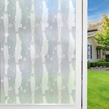 Window Privacy Film Window Clings 4D Decorative Window Vinyl Stained Glass Wi...