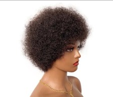 Non Lace Gueless Brazilian virgin Human Hair Afro Curly Short Pixie Cut Wigs.