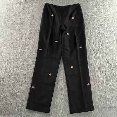 J. McLaughlin Womens Pants Black Size 8 Dress Pant Christmas Ornaments Silk  | eBay