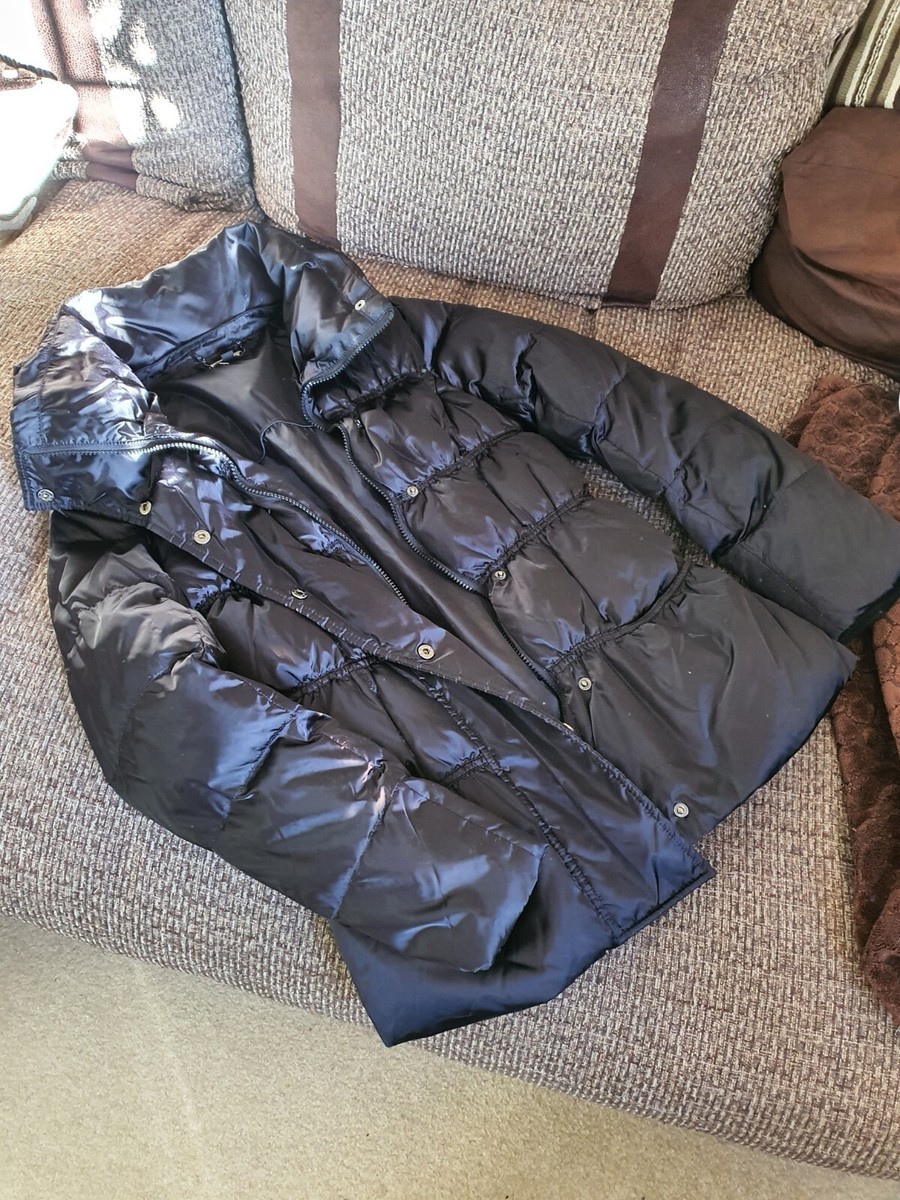 Stunning Tosca Blue Black Down Puffer Coat DOWN Jacket Size Large