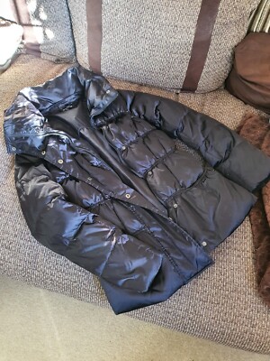 Stunning Tosca Blue Black Down Puffer Coat DOWN Jacket Size Large UK12 EU44 Nice