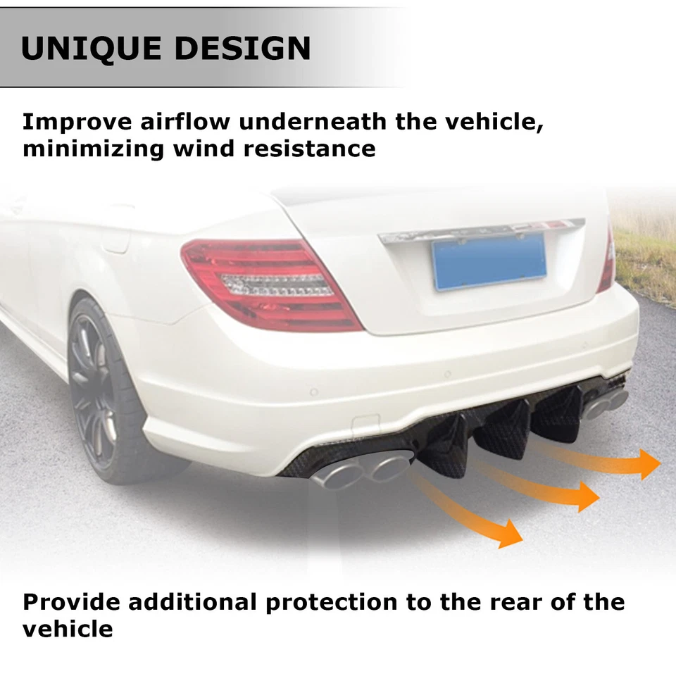 Rear Diffuser Bumper Lip Carbon Fiber Printing For Mercedes-Benz C63 AMG 12-14 Foto 3 de 4