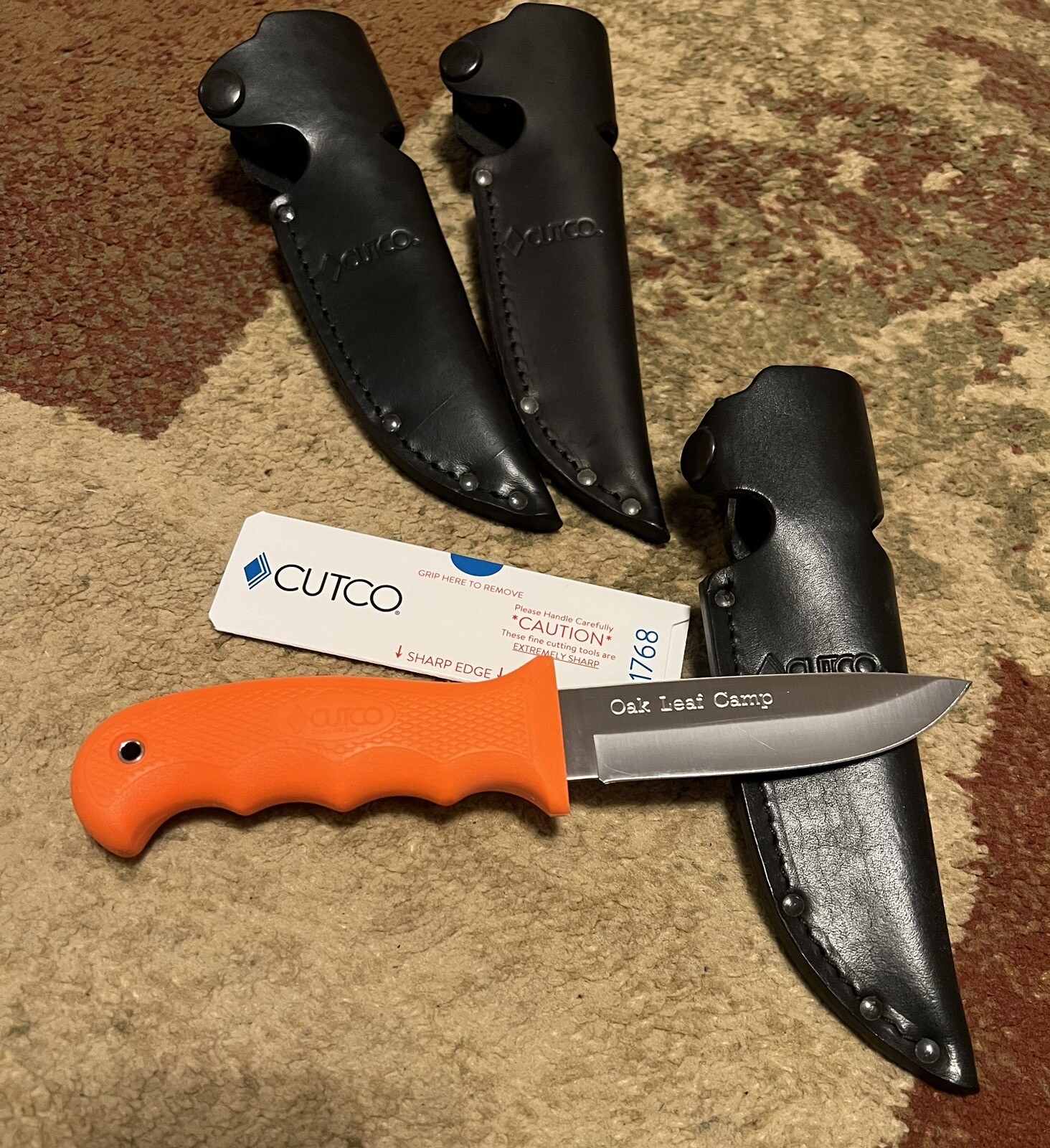 Cutco Drop Point Hunting Knife Orange Straight EXTRA Leather Sheaths USA eBay