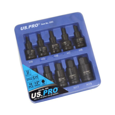 1/2'' Antrieb Impact SECHSKANT INBUS Bit Steckschlüsselsatz US PRO 10-TEILIG H4 - H19 BITS Bergen