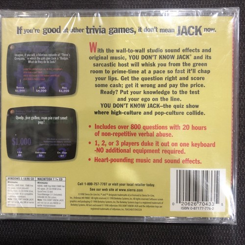 You Don't Know Jack (PC, 1998, NR) RETRO VIDEO GAME - COMPLETE - BRAND NEW - Picture 4 of 4