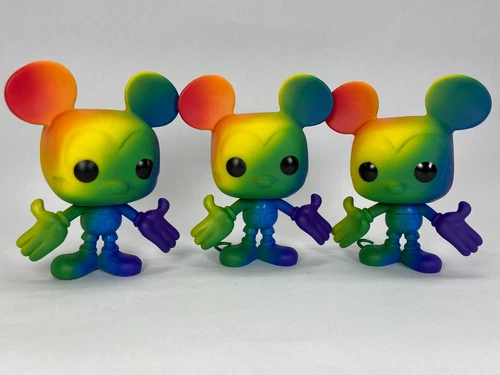 Funko Pop! Disney: Pride Mickey Mouse Rainbow #01 Vinyl Figure Loose Lot of 3