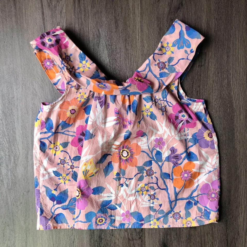 J. Camiseta sin mangas Crew X Liberty of London talla XS rosa floral colorido jardín hada Foto 3 de 4